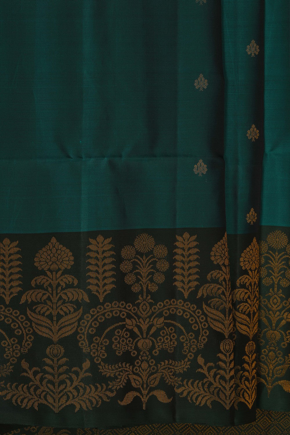 Image of Teal Green South Silk Saree