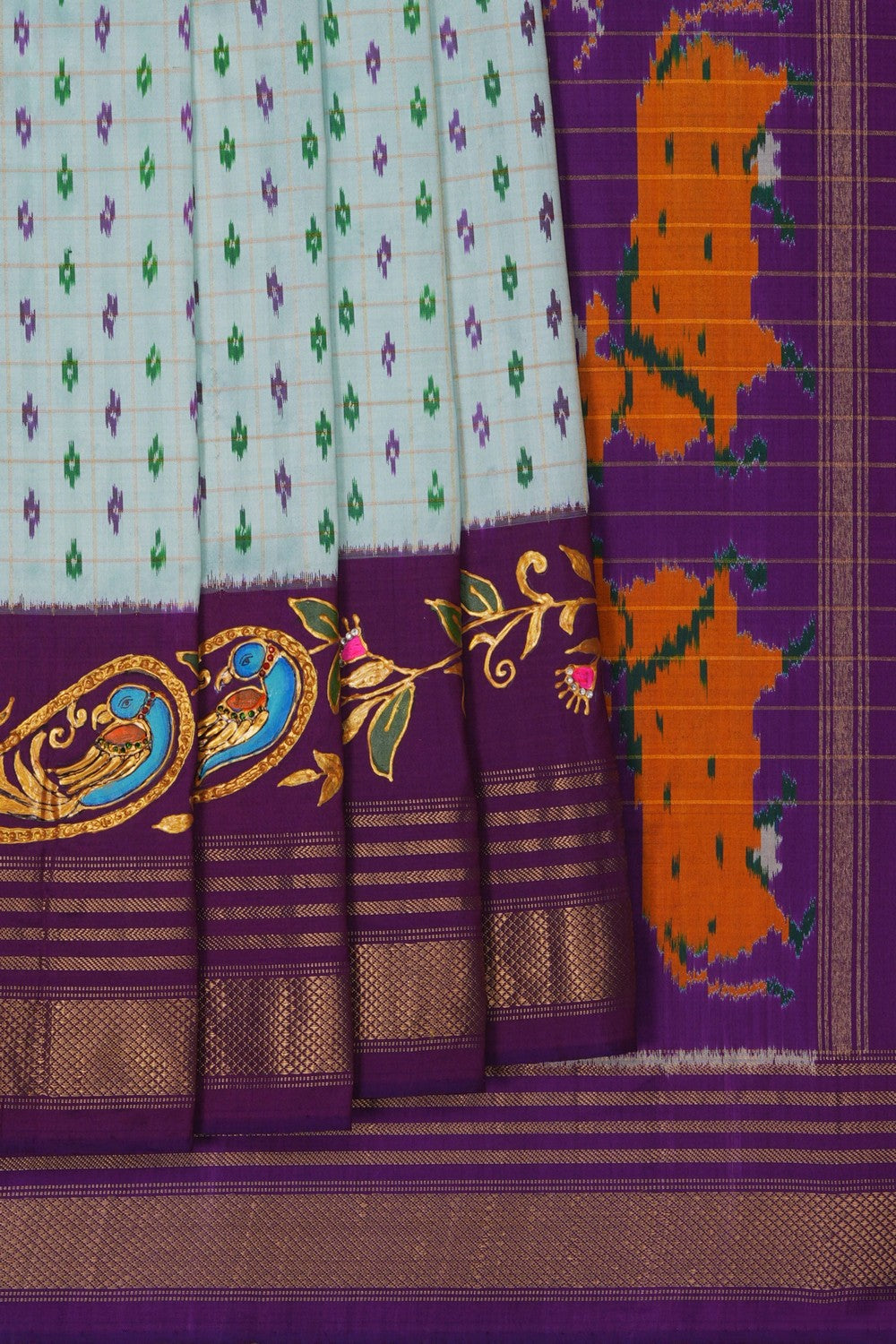 Image of Tanjore Style Hand Painted Pochampally Saree