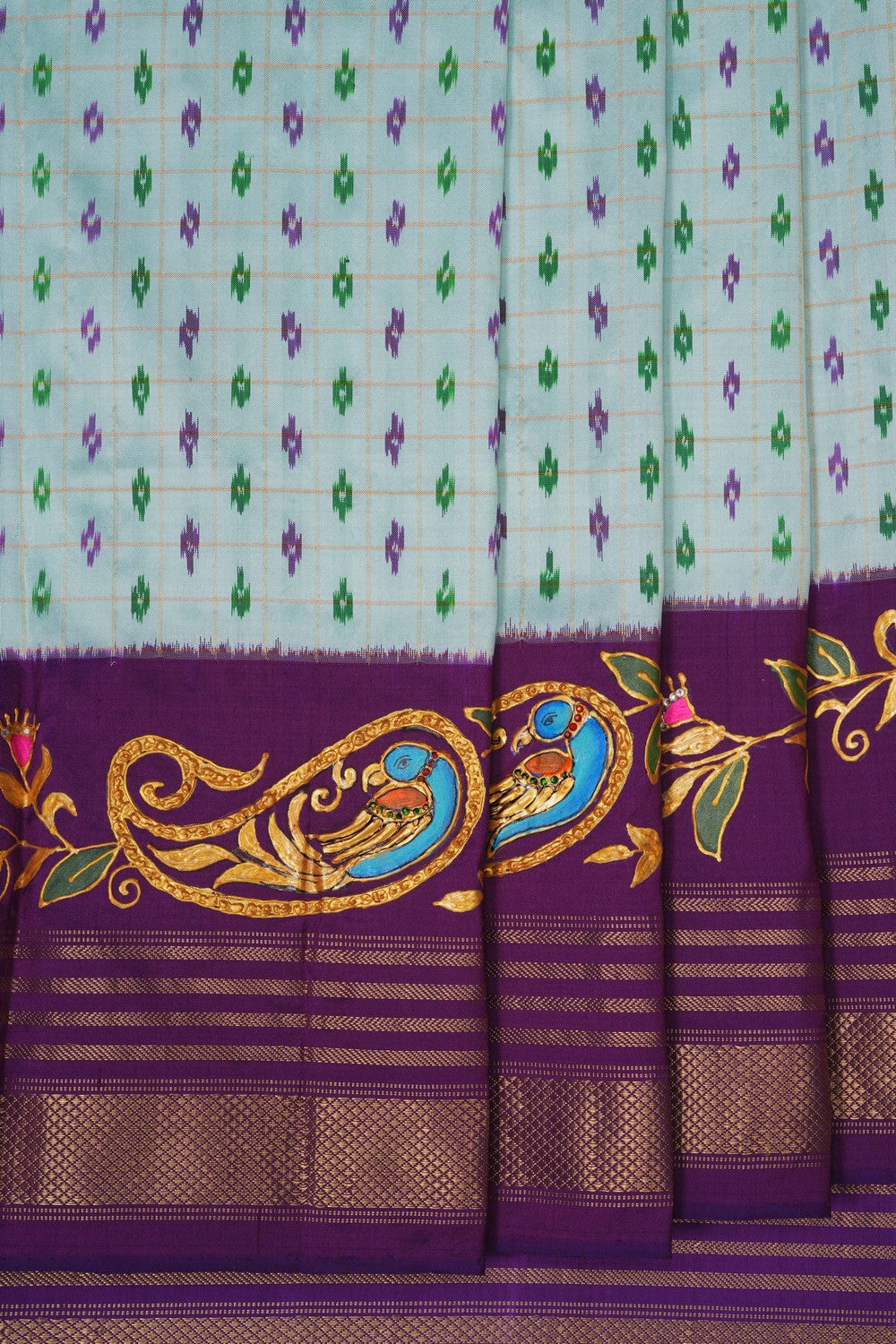 Image of Tanjore Style Hand Painted Pochampally Saree