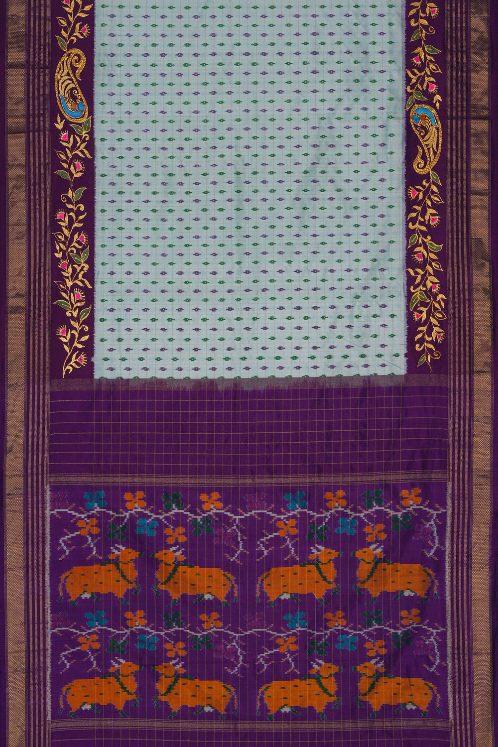 Image of Tanjore Style Hand Painted Pochampally Saree