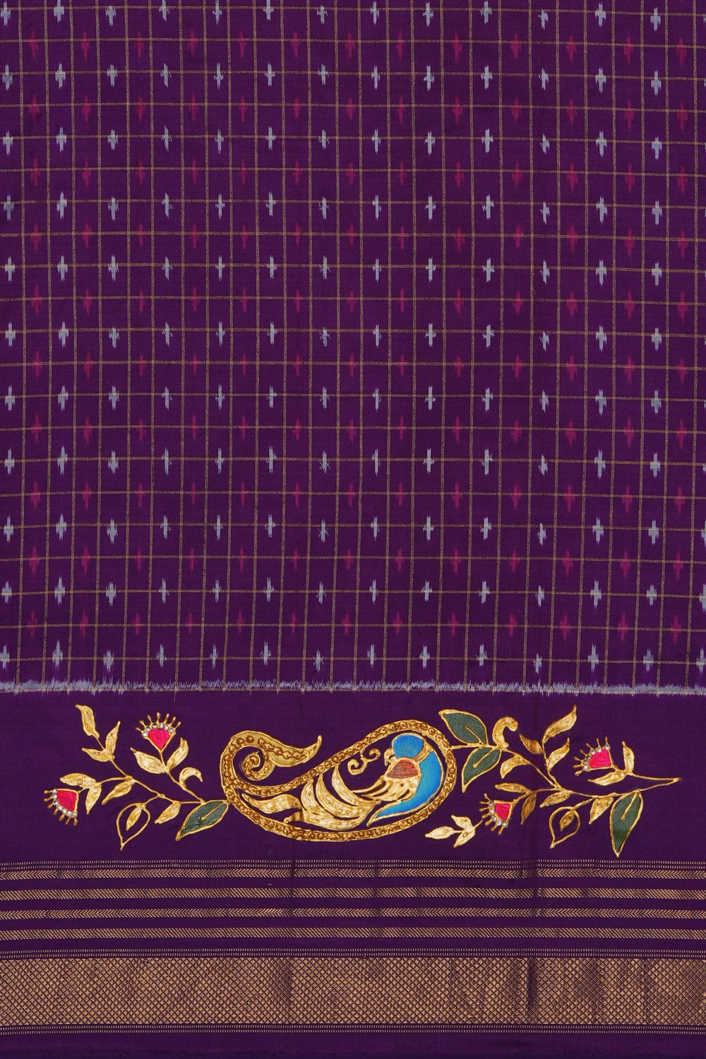 Image of Tanjore Style Hand Painted Pochampally Saree