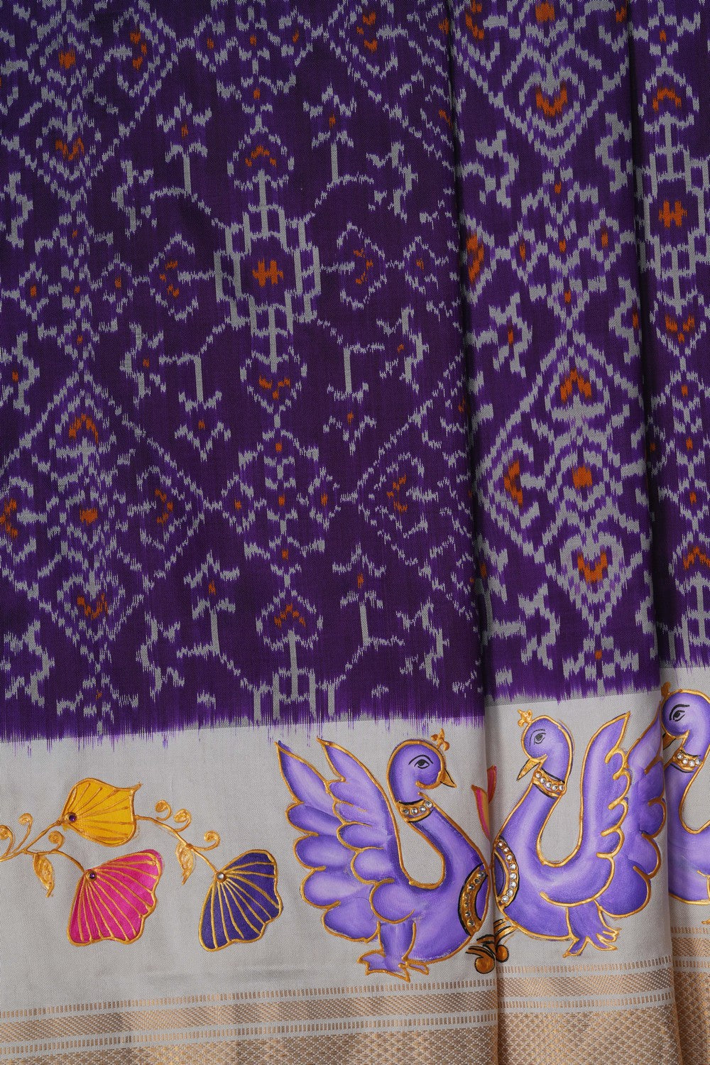 Image of Tanjore Style Hand Painted Pochampally Saree
