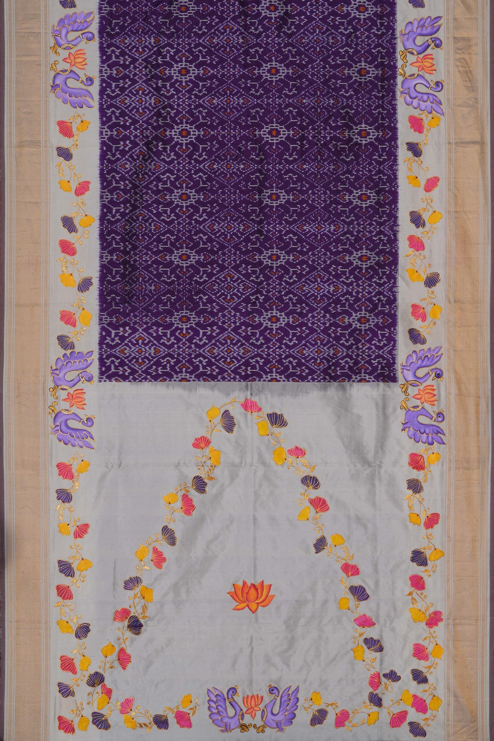 Image of Tanjore Style Hand Painted Pochampally Saree
