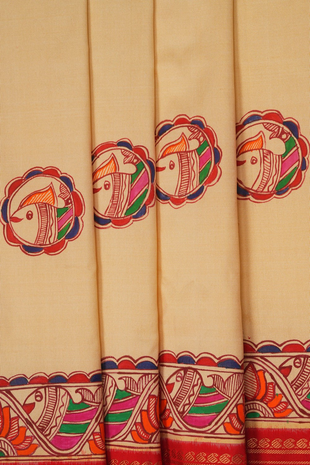 Image of Madhubani Hand Painted Pochampally Saree