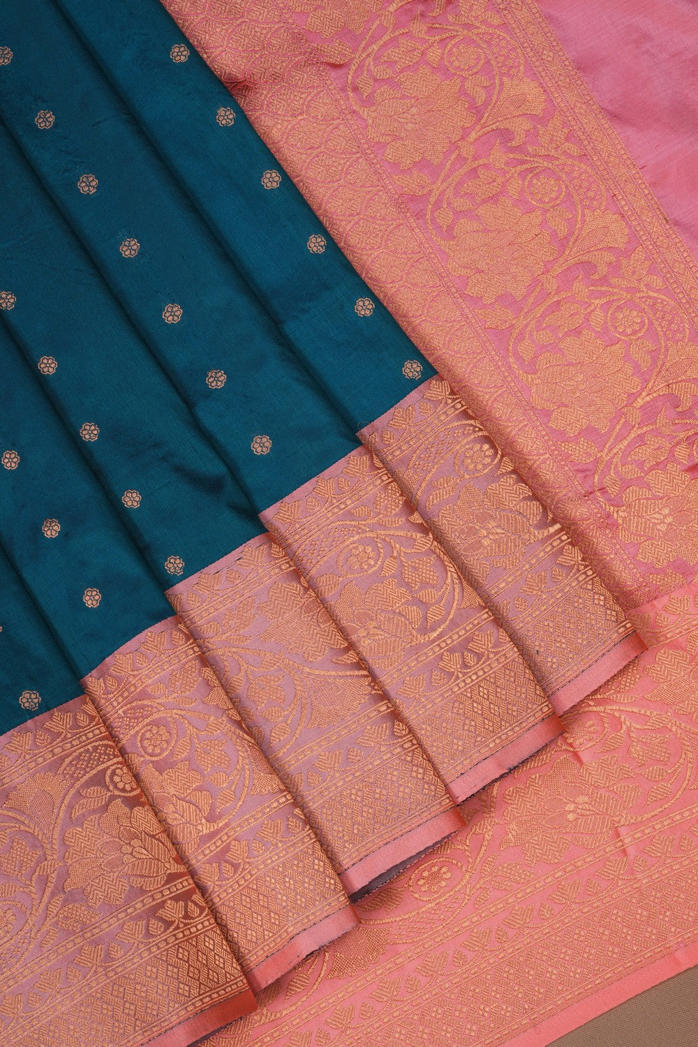 Image of Banarasi Silk Peacock Blue Saree