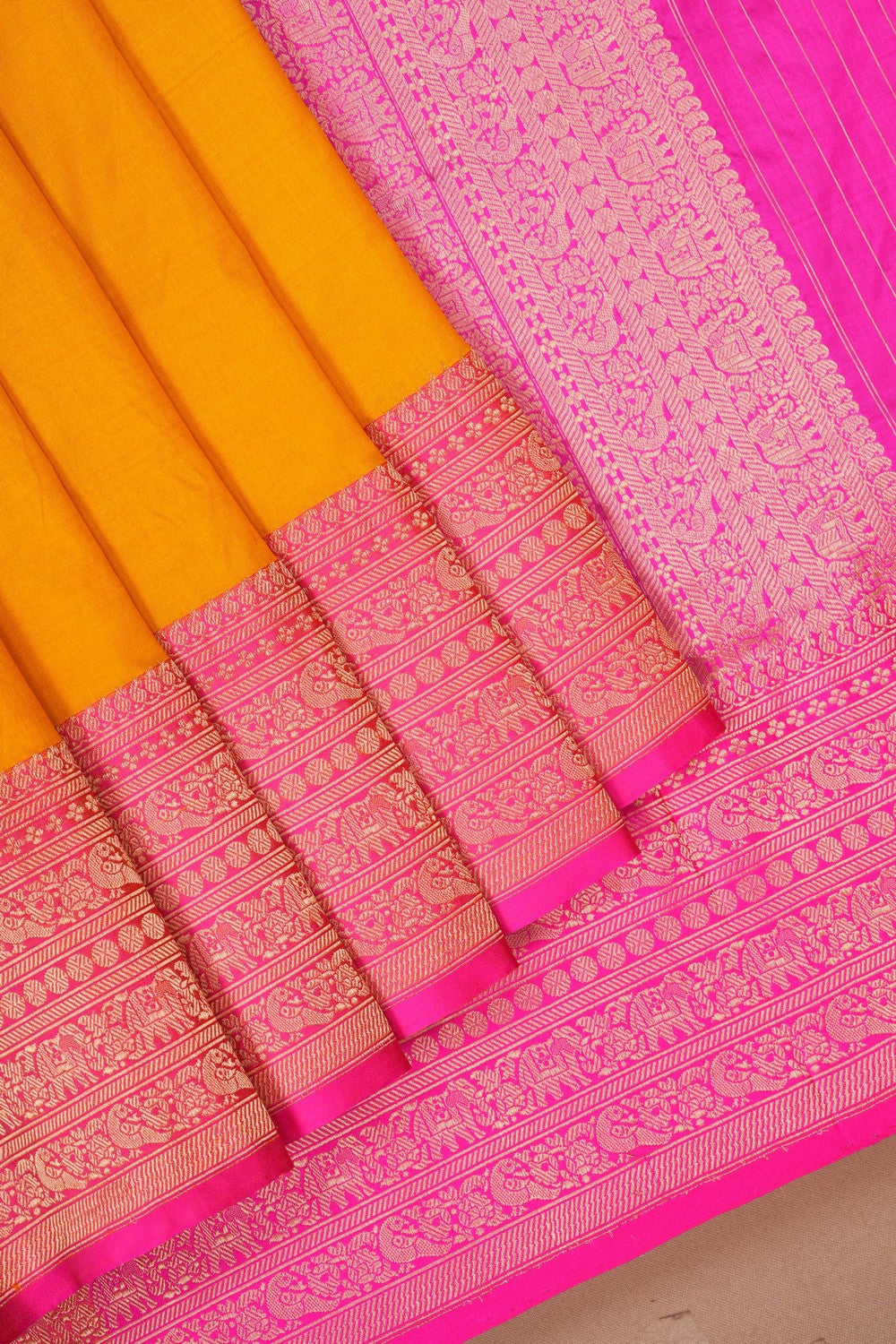 Image of Banarasi Silk Yellow Saree