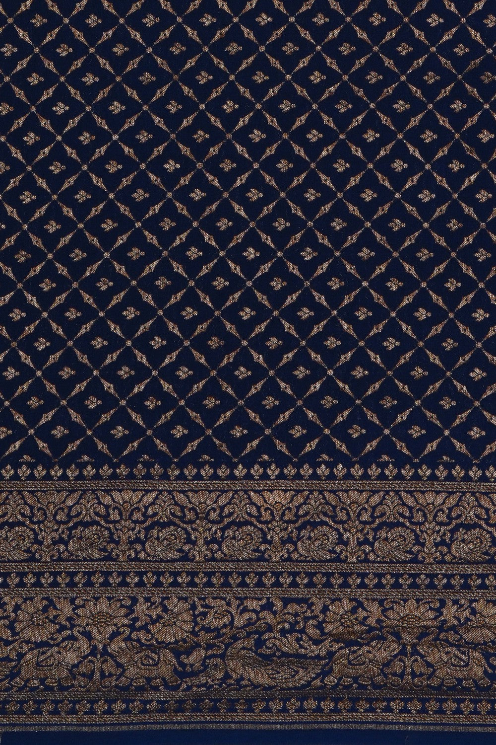 Image of Banarasi Crepe Blue Saree