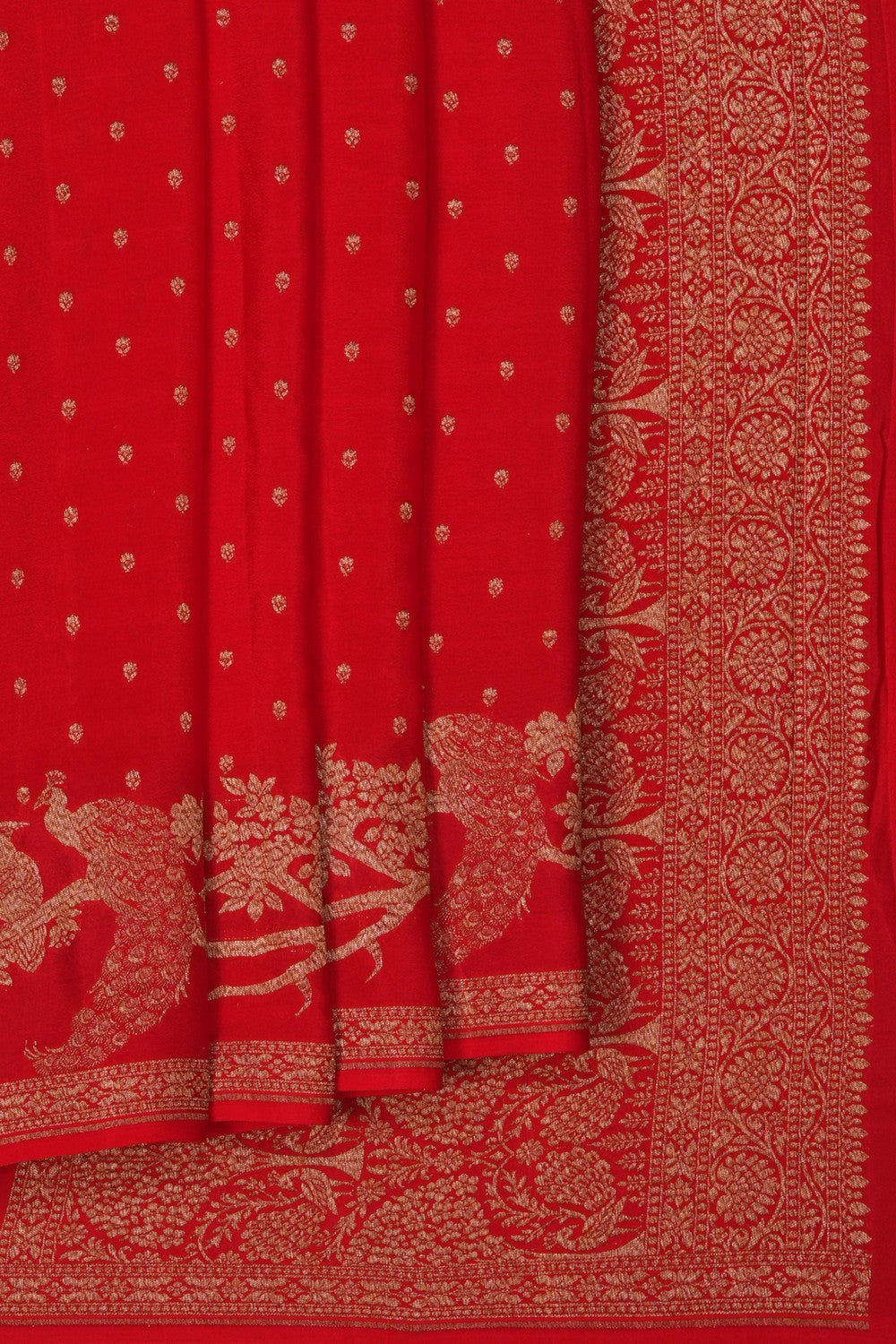 Image of Banarasi Crepe Red Saree