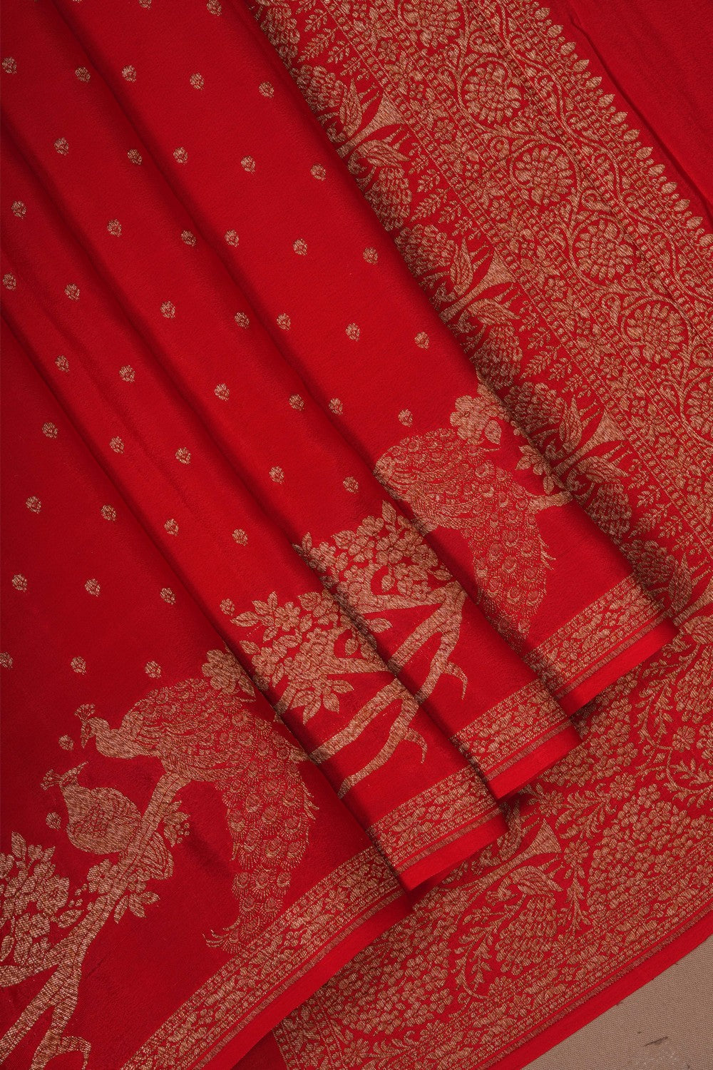 Image of Banarasi Crepe Red Saree