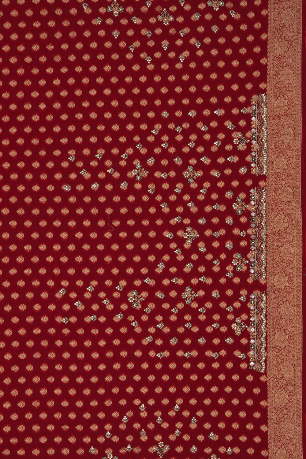 Image of Red Bandhani Georgette Saree