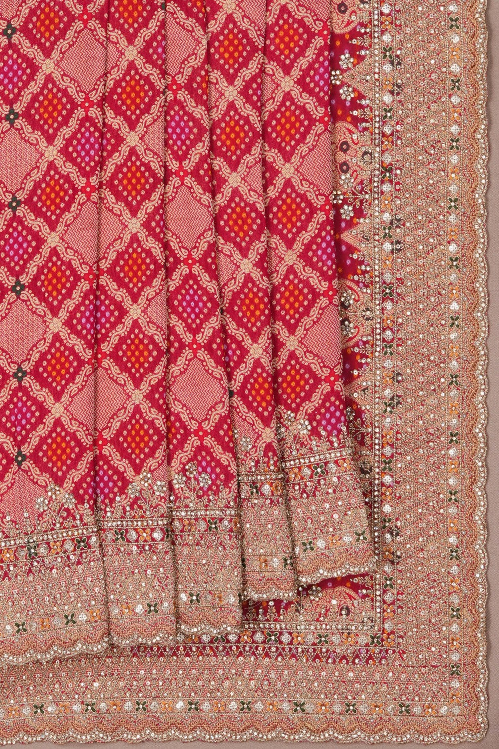 Image of Pink Bandhani Georgette Saree