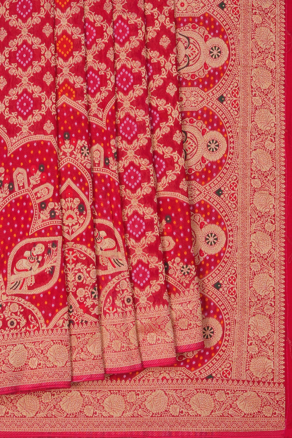 Image of Bandhani Pink Georgette Saree