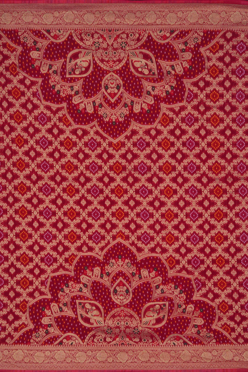 Image of Bandhani Pink Georgette Saree
