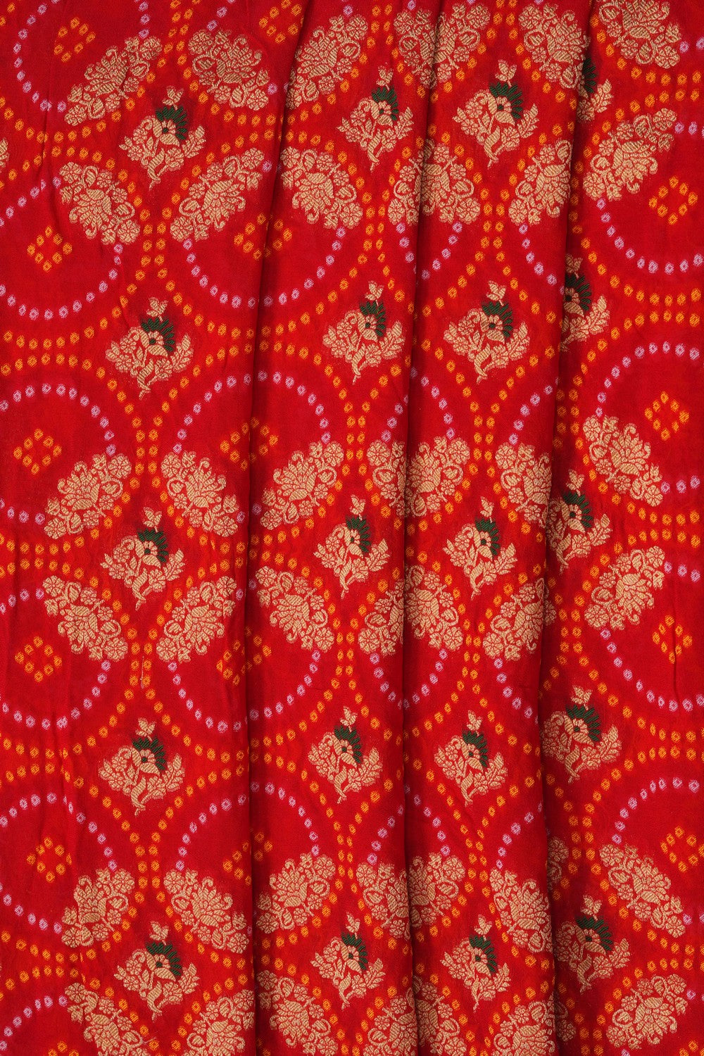 Image of Bandhani Red Georgette Saree