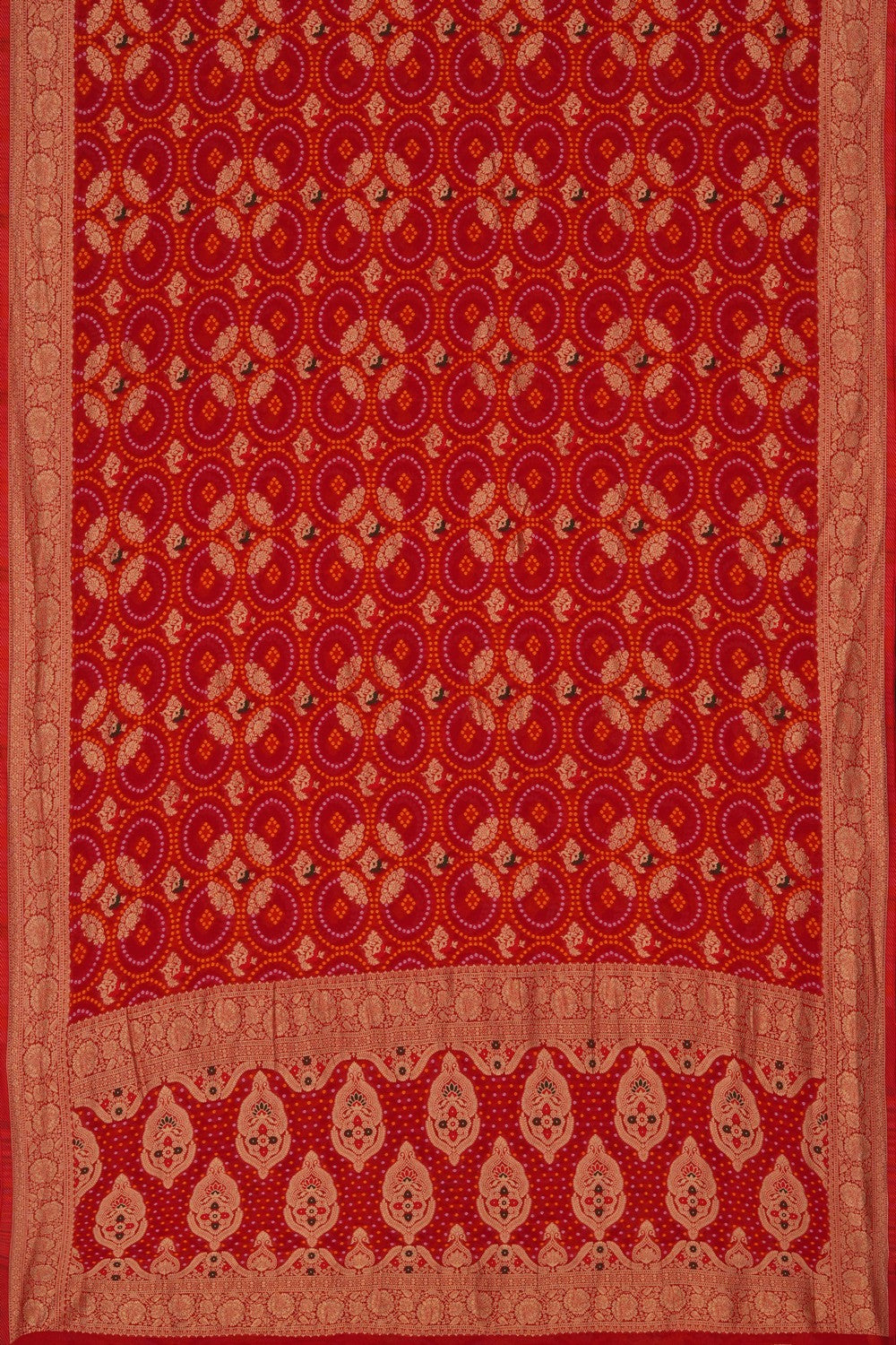 Image of Bandhani Red Georgette Saree