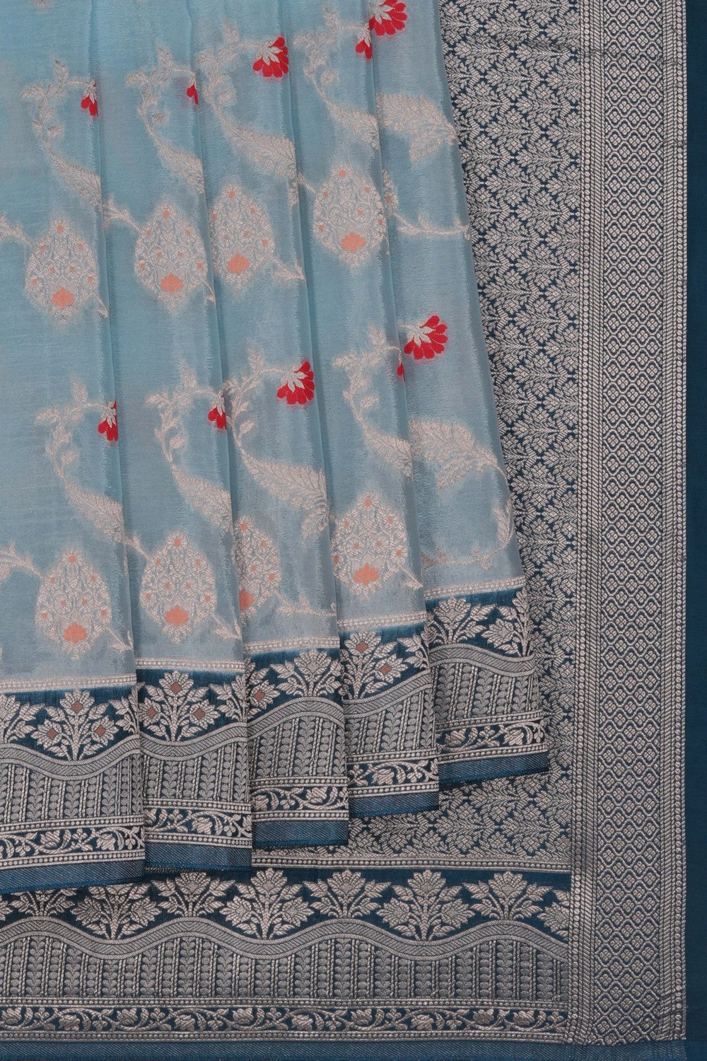 Image of Banarasi Chiniya Silk Pond Blue Saree