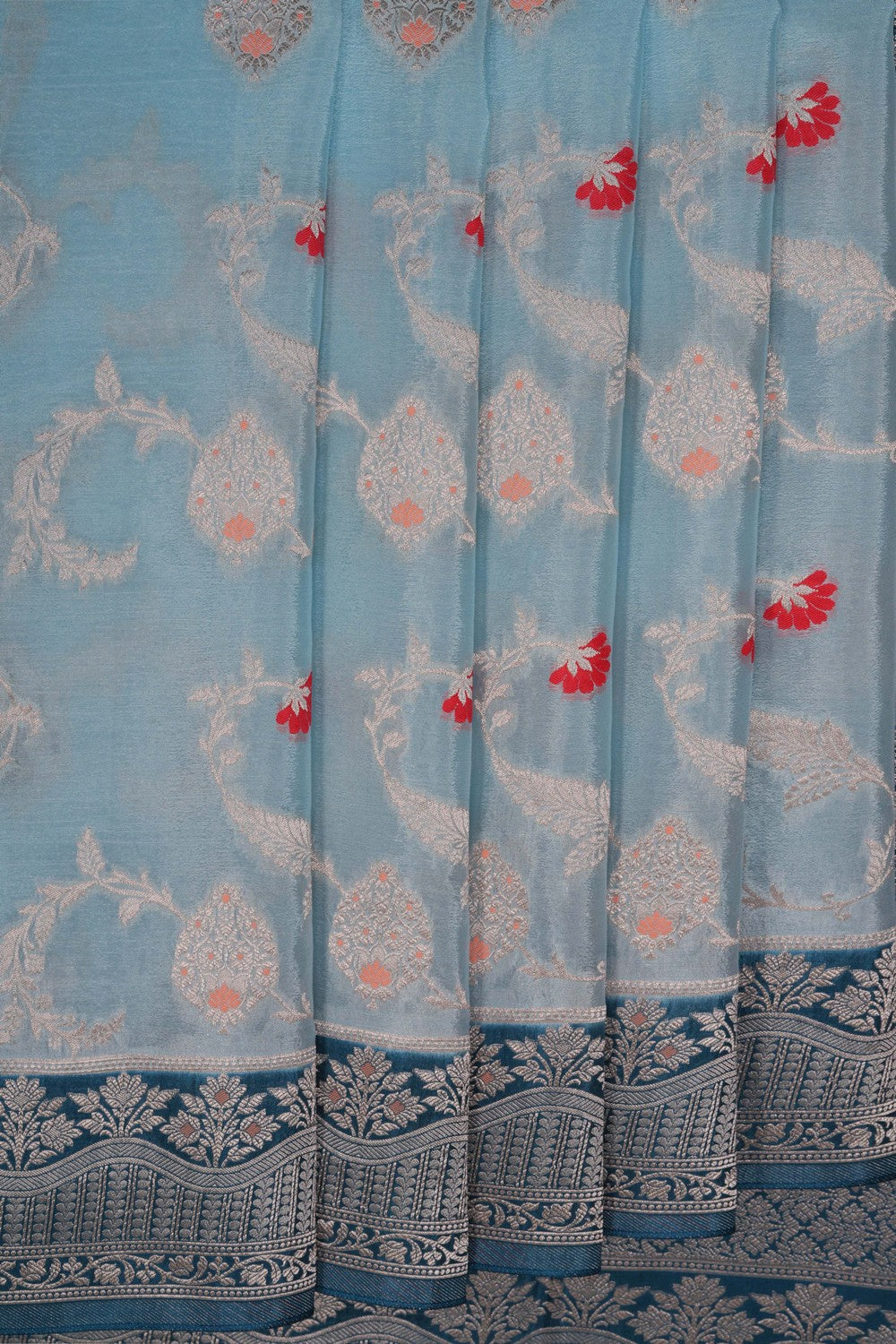 Image of Banarasi Chiniya Silk Pond Blue Saree