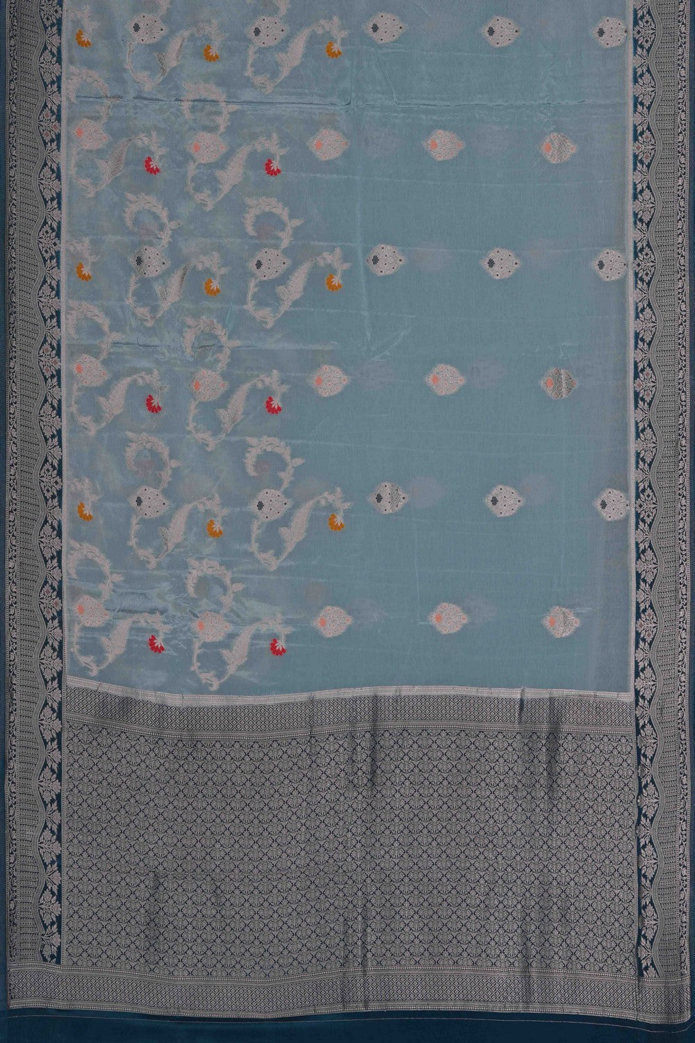 Image of Banarasi Chiniya Silk Pond Blue Saree