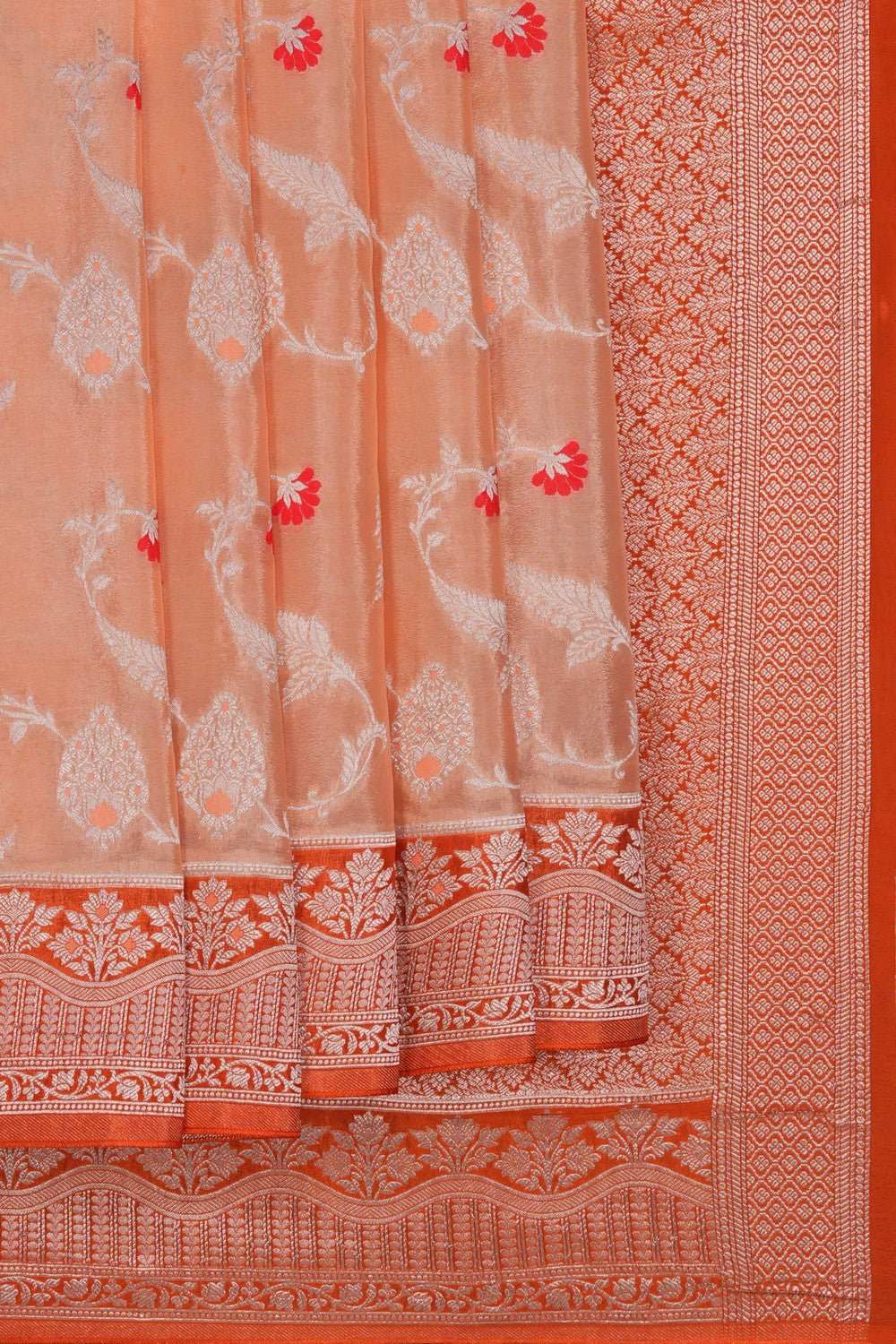 Image of Banarasi Chiniya Silk Peach Saree