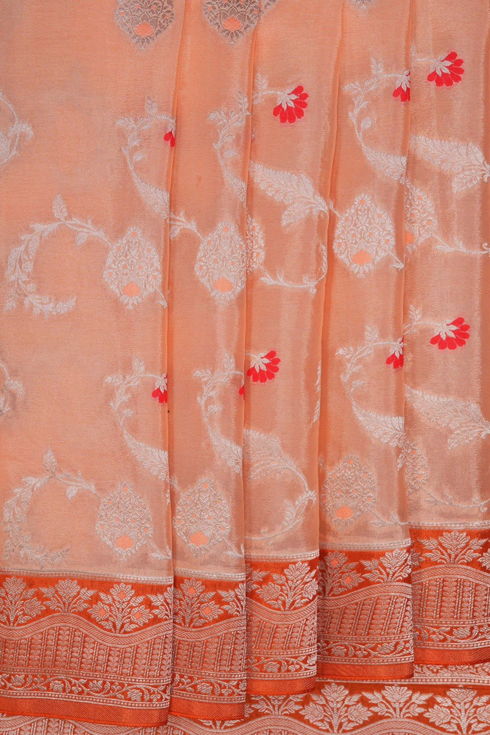 Image of Banarasi Chiniya Silk Peach Saree