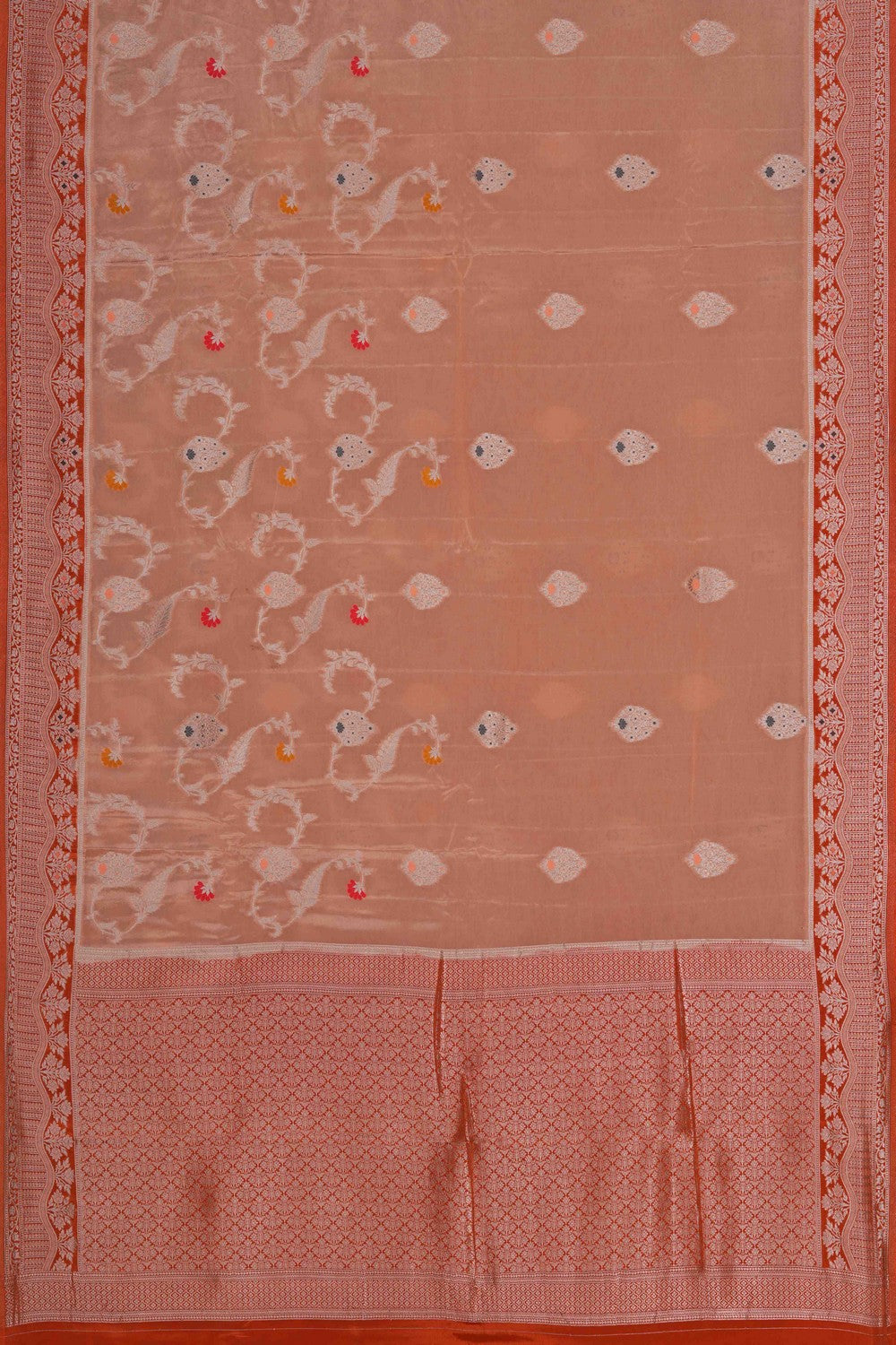 Image of Banarasi Chiniya Silk Peach Saree