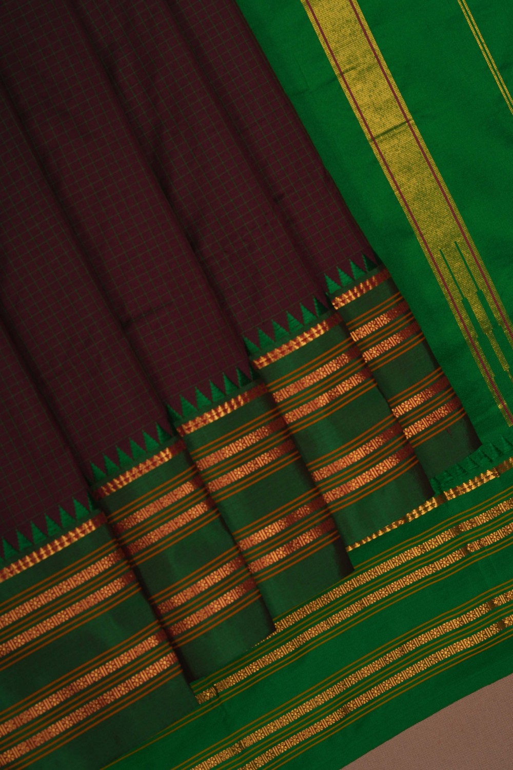 Image of Narayanpet Silk Brown Saree