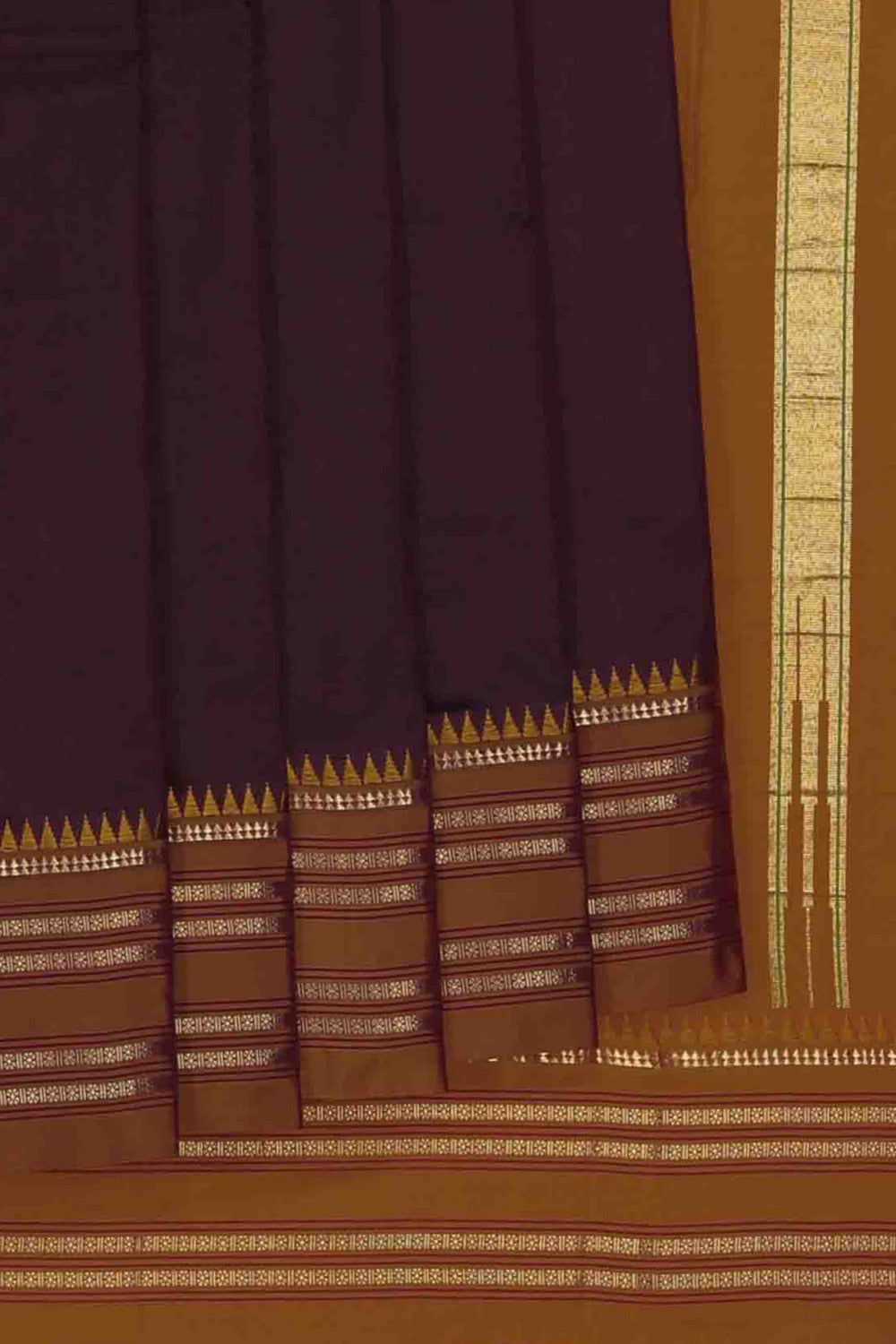 Image of Narayanpet Silk Brown Saree