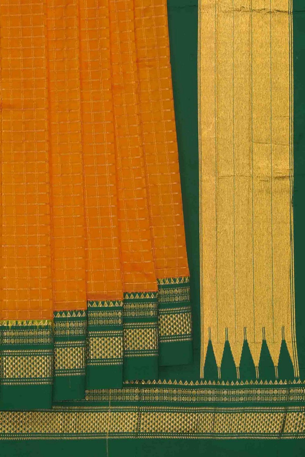 Image of Narayanpet Silk Orange Saree