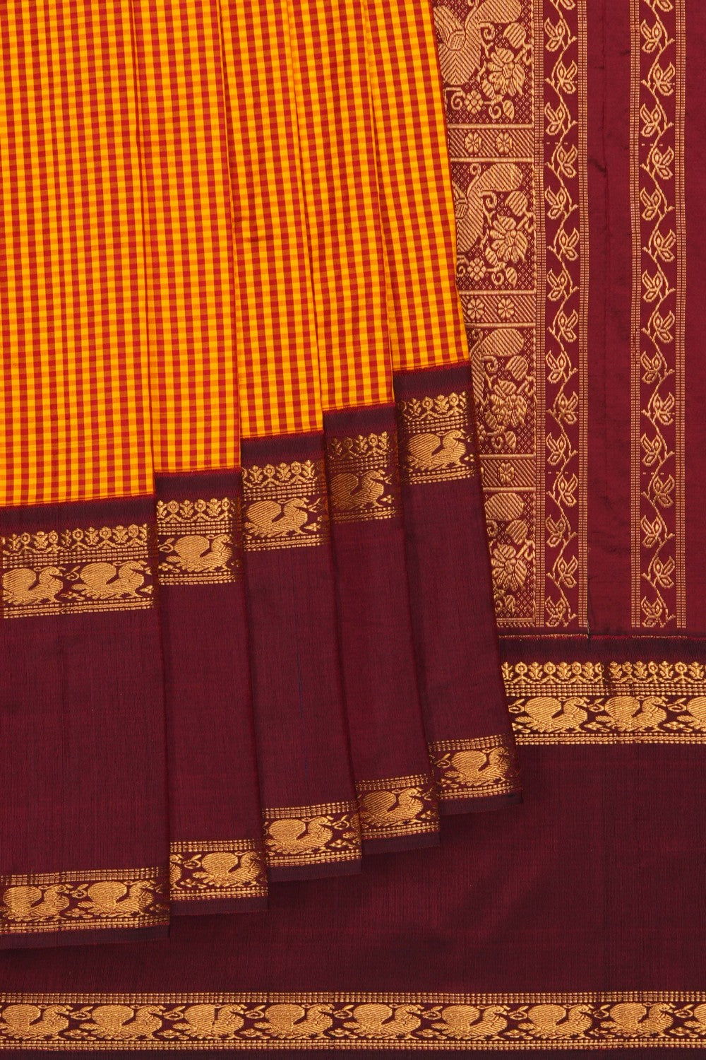 Image of Narayanpet Silk Mustard Saree