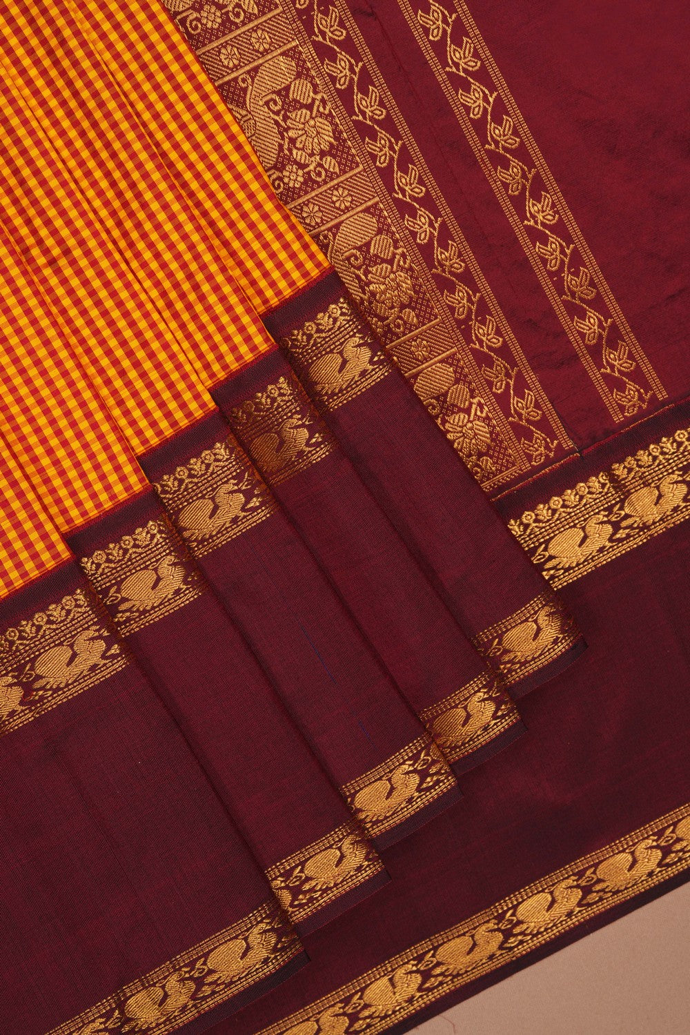 Image of Narayanpet Silk Mustard Saree