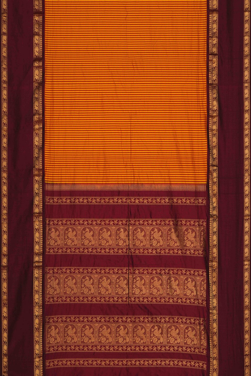 Image of Narayanpet Silk Mustard Saree