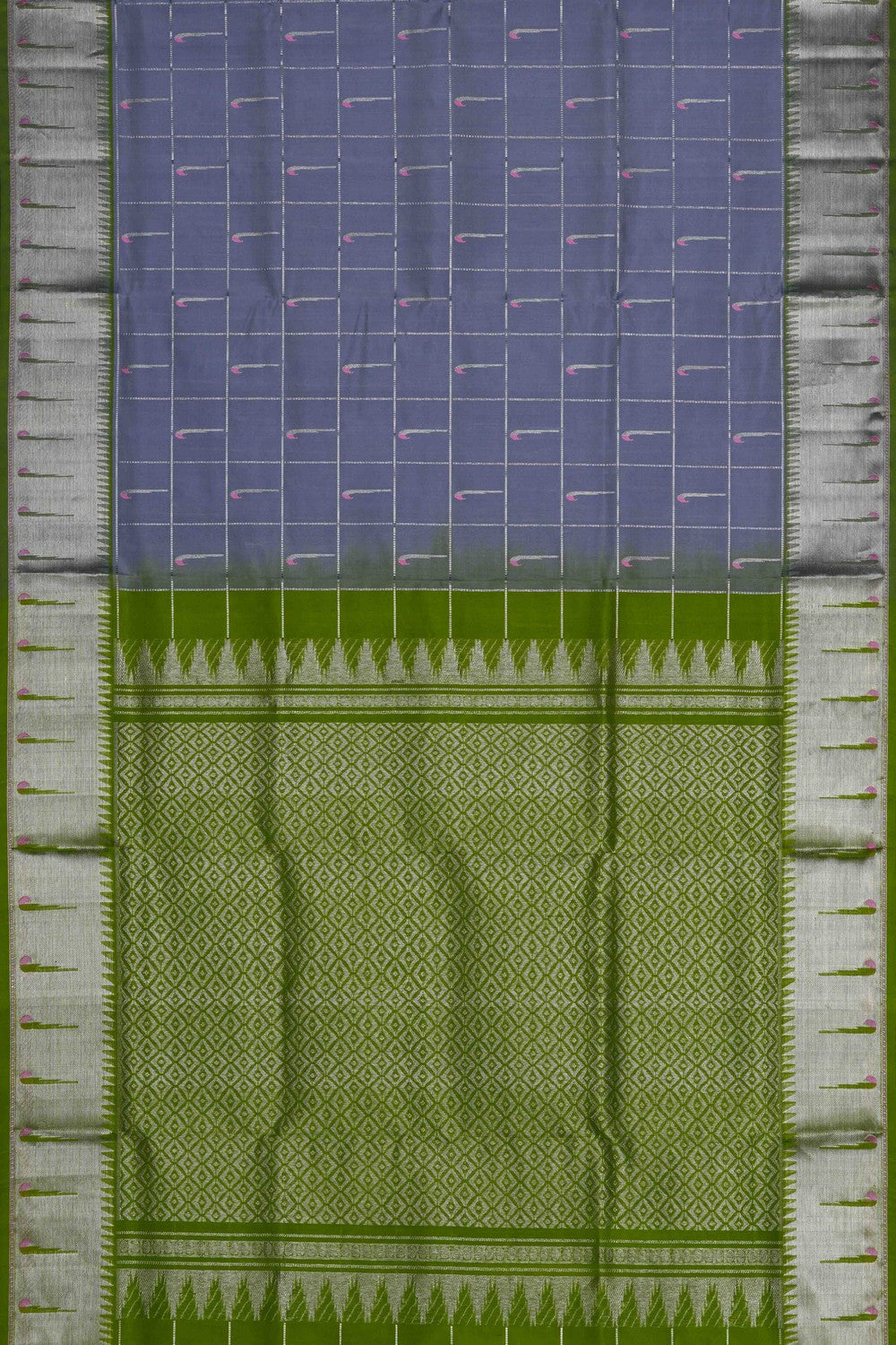 Image of Venkatagiri Kattam Grey Saree