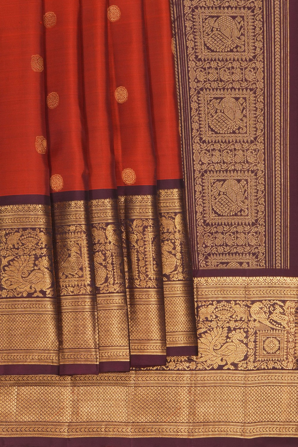 Image of Gadwal Silk Orange Saree