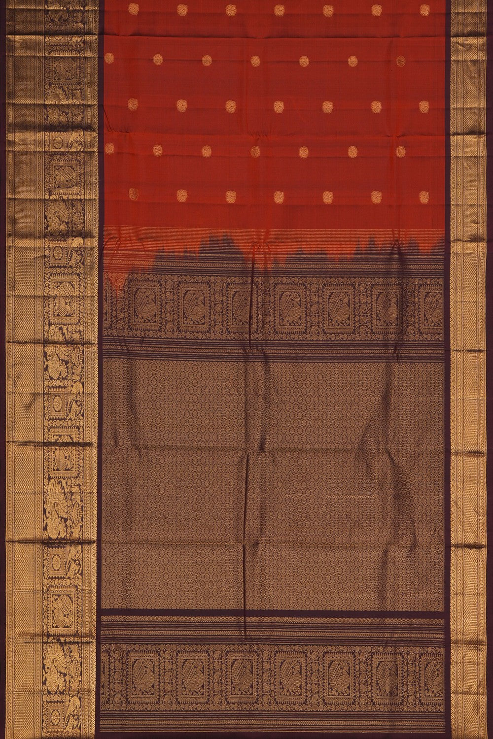 Image of Gadwal Silk Orange Saree