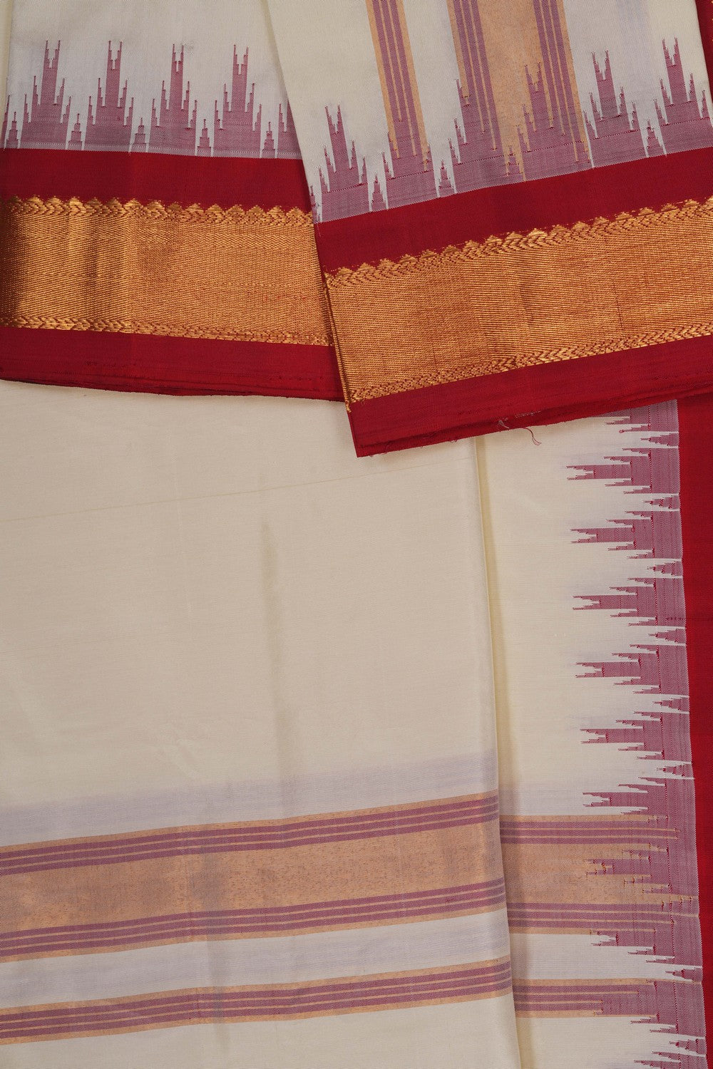 Image of Gadwal Silk Traditional Dhoti With Kanduva (8 X 4)