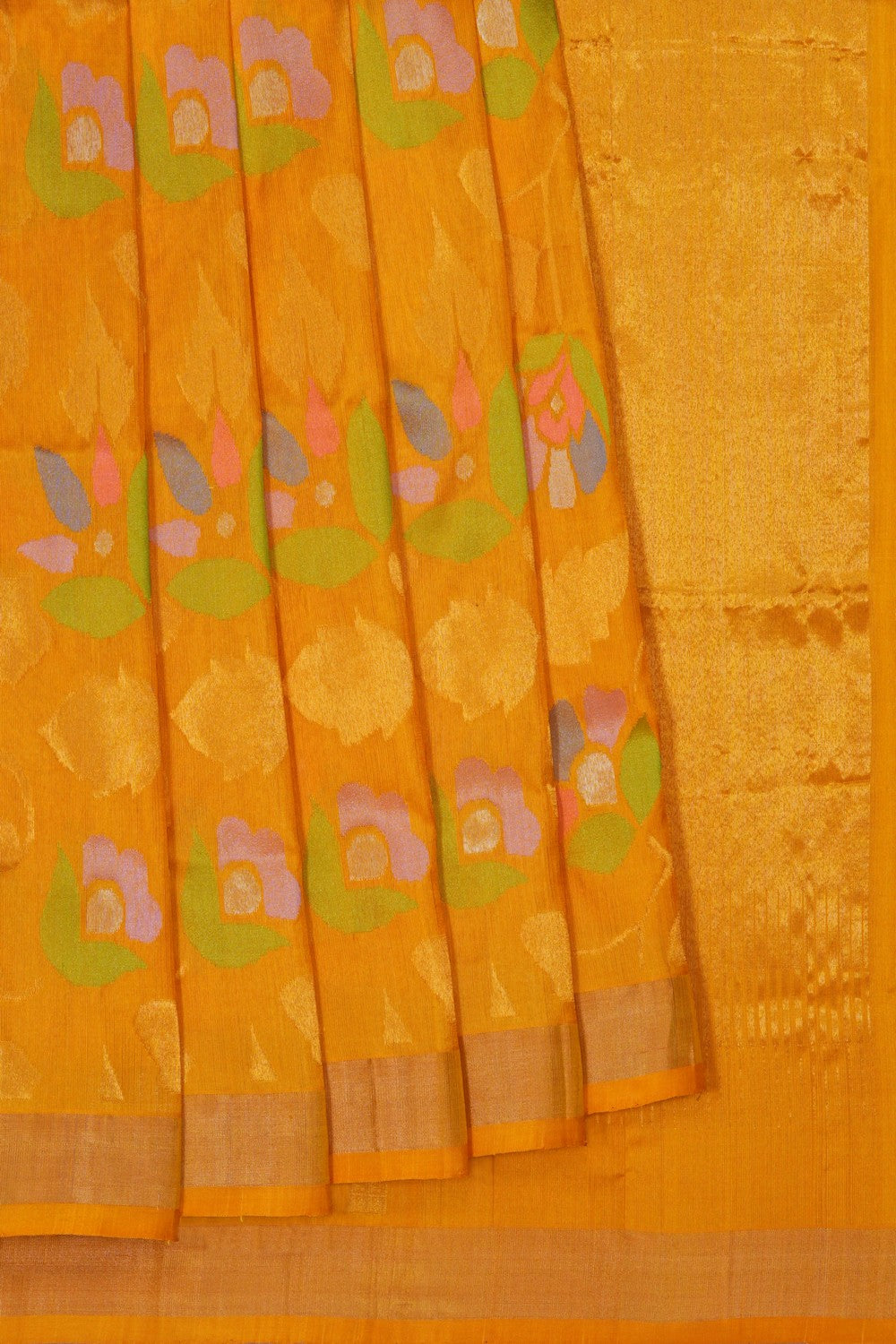 Image of Uppada Brocade Silk Mustard Saree