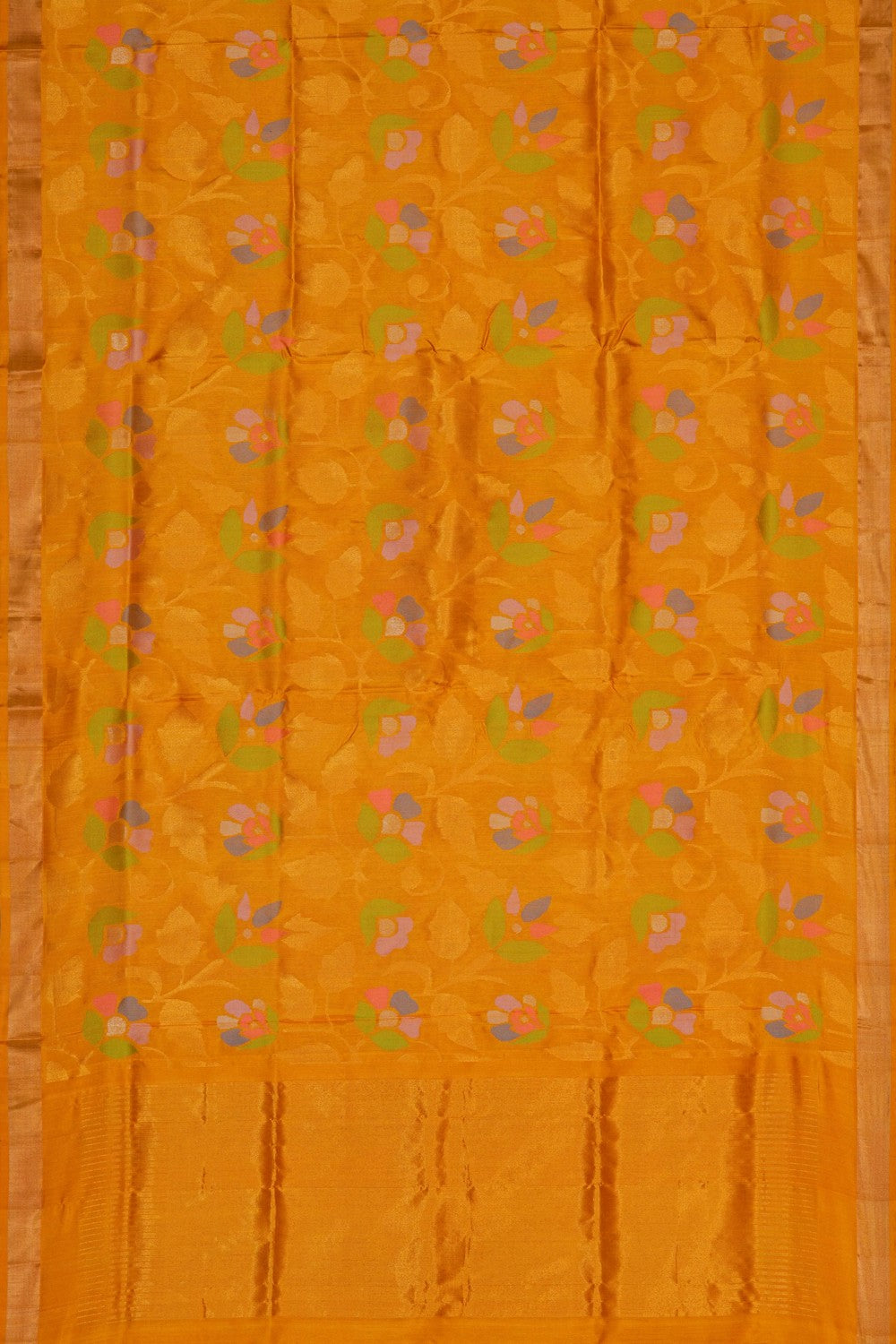 Image of Uppada Brocade Silk Mustard Saree