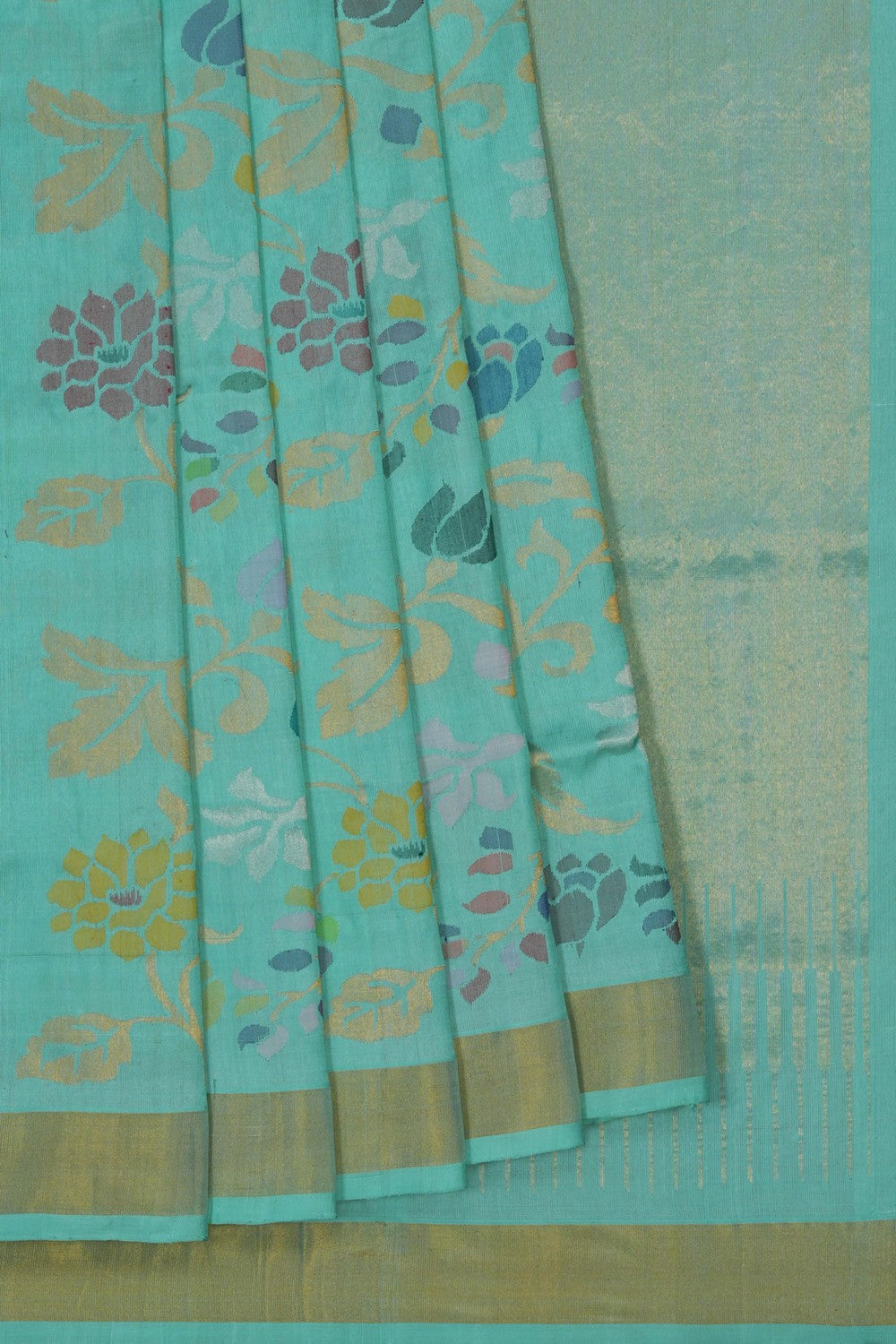 Image of Uppada Brocade Silk Sea Green Saree
