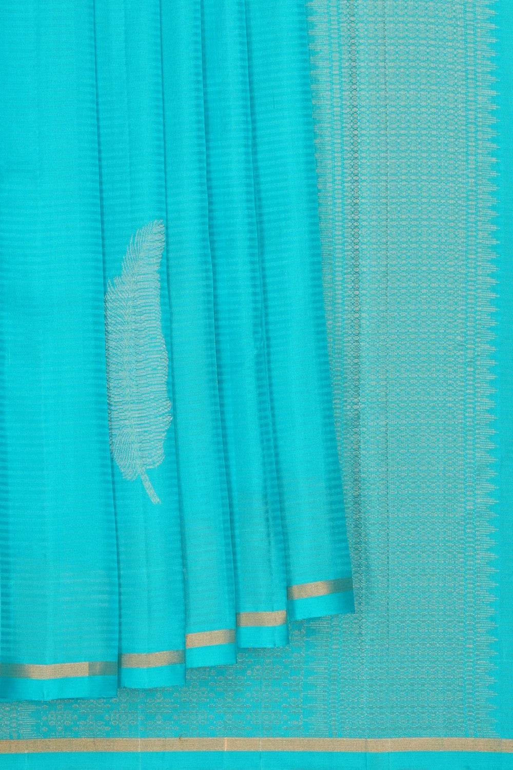 Image of South Silk Teal-Blue Saree