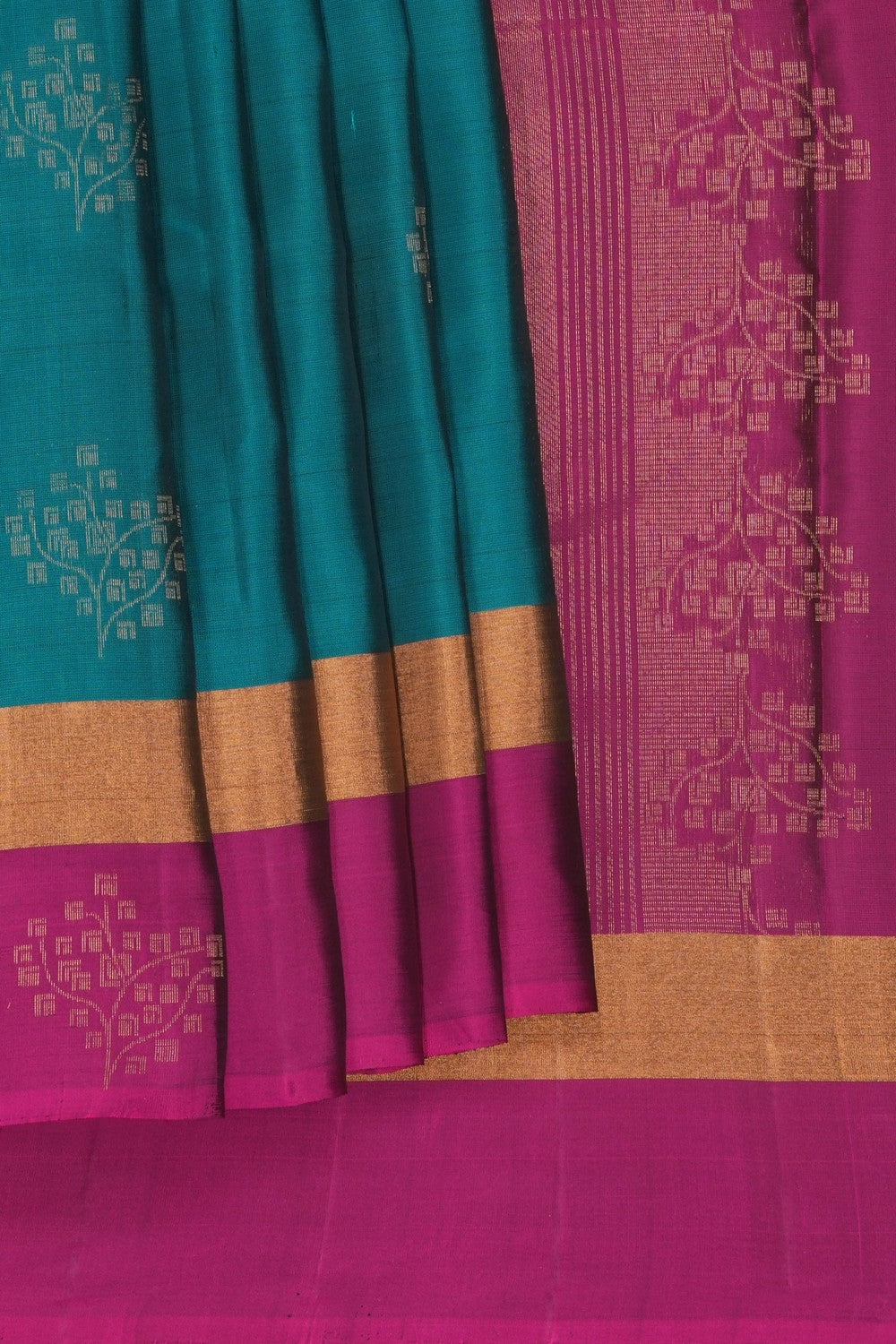 Image of South Silk Teal-Green Saree