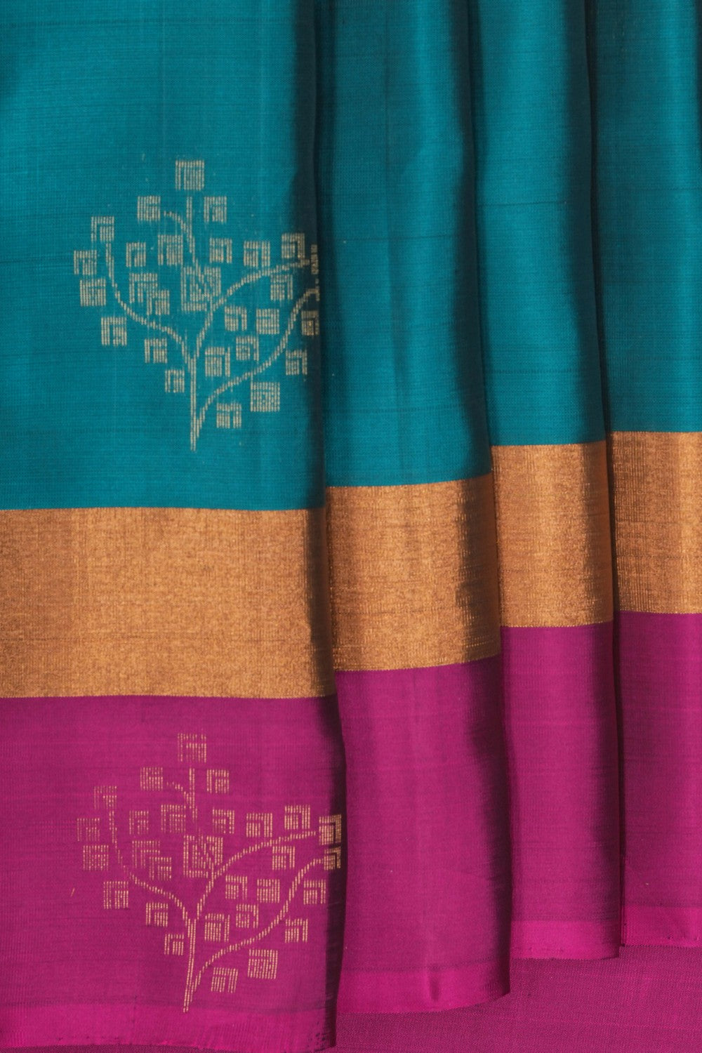 Image of South Silk Teal-Green Saree