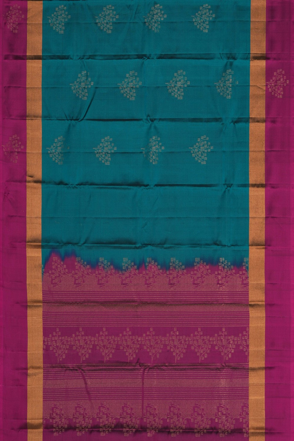 Image of South Silk Teal-Green Saree