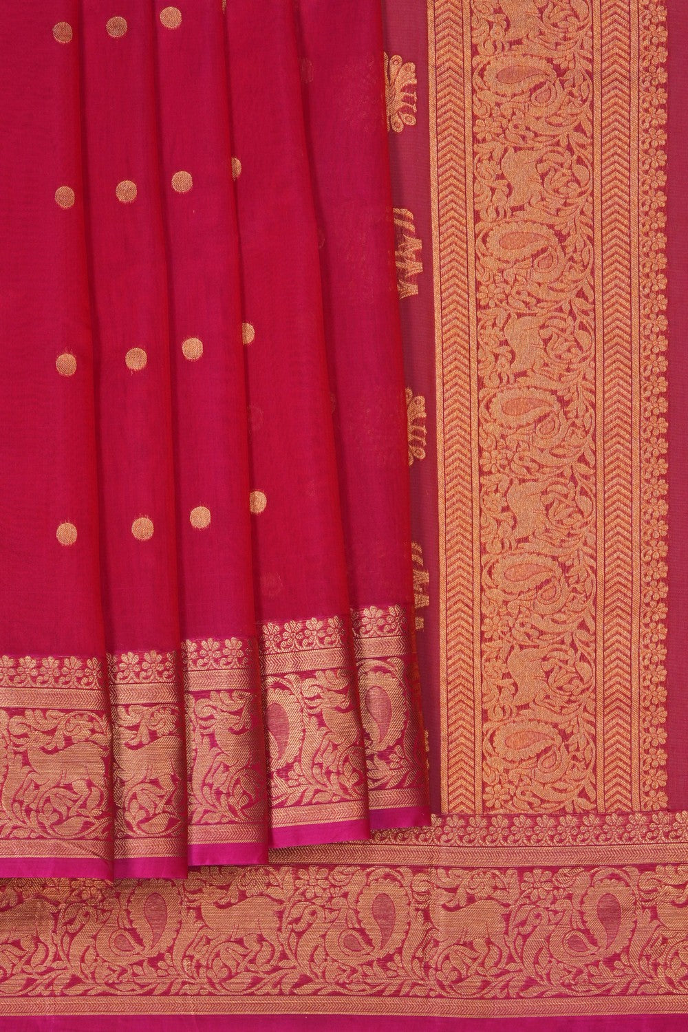 Image of Fuchsia Pink South Silk Cotton Saree