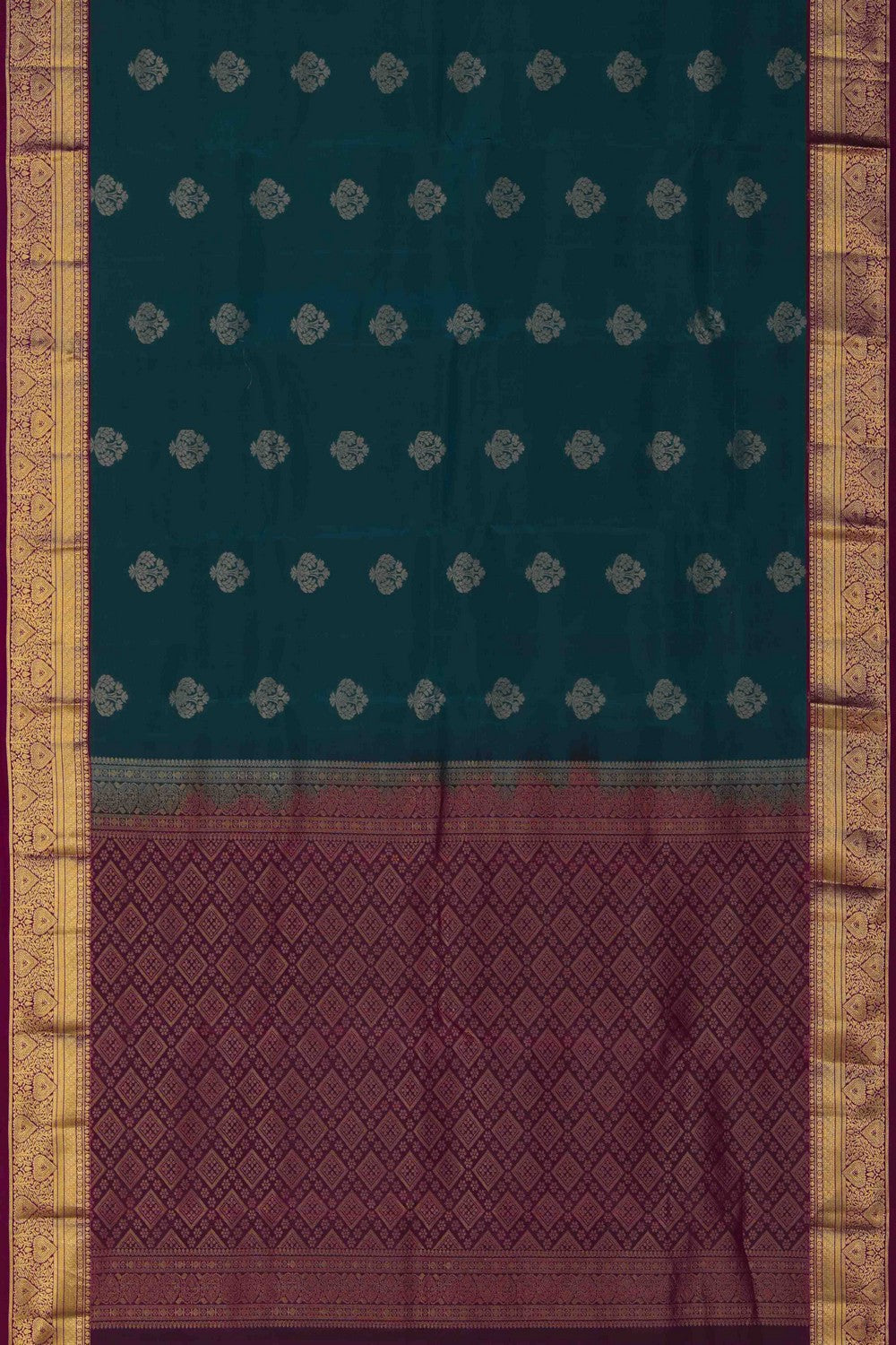 Image of South Silk Teal-Blue Saree