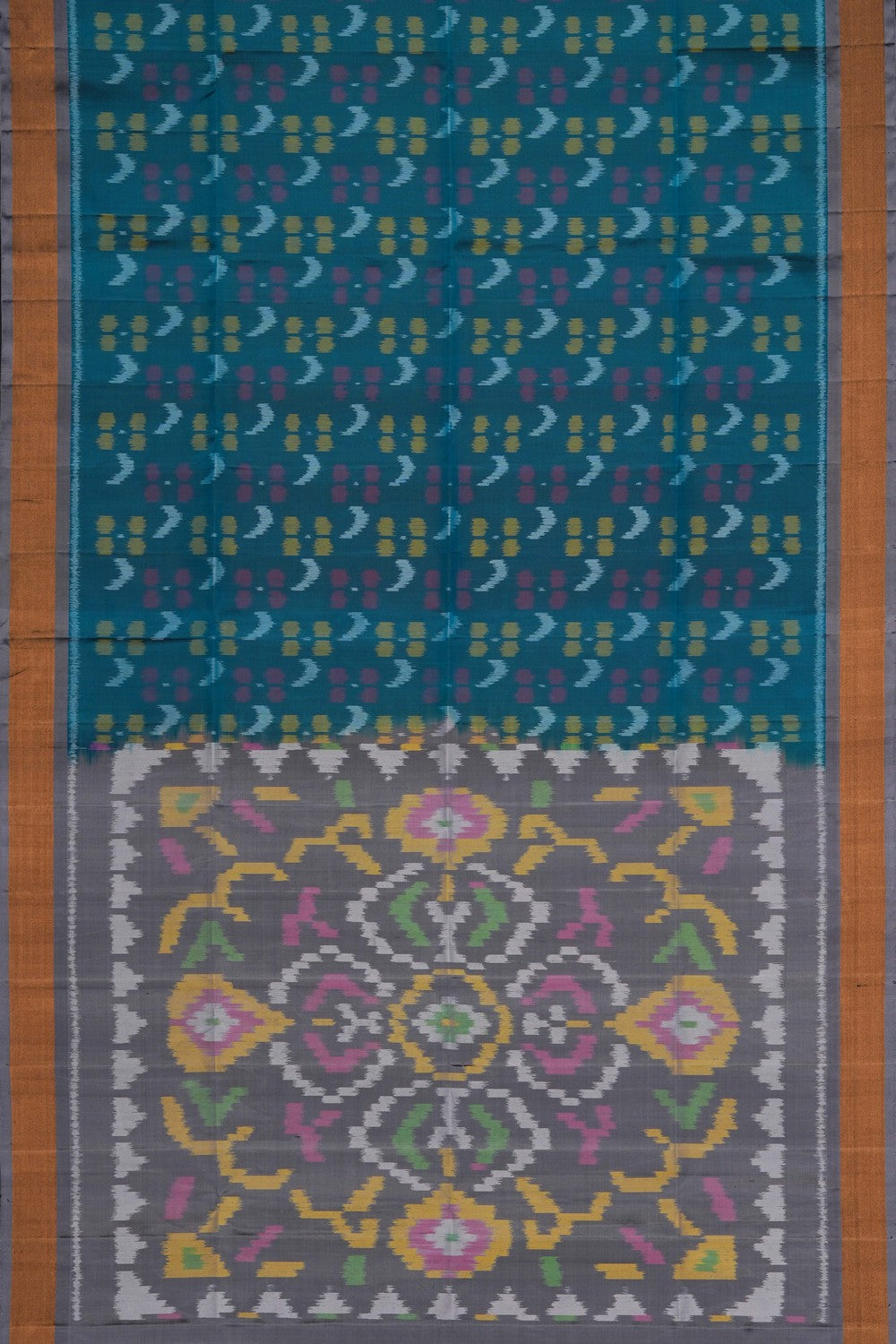 Image of South Silk Ikat Fusion Saree