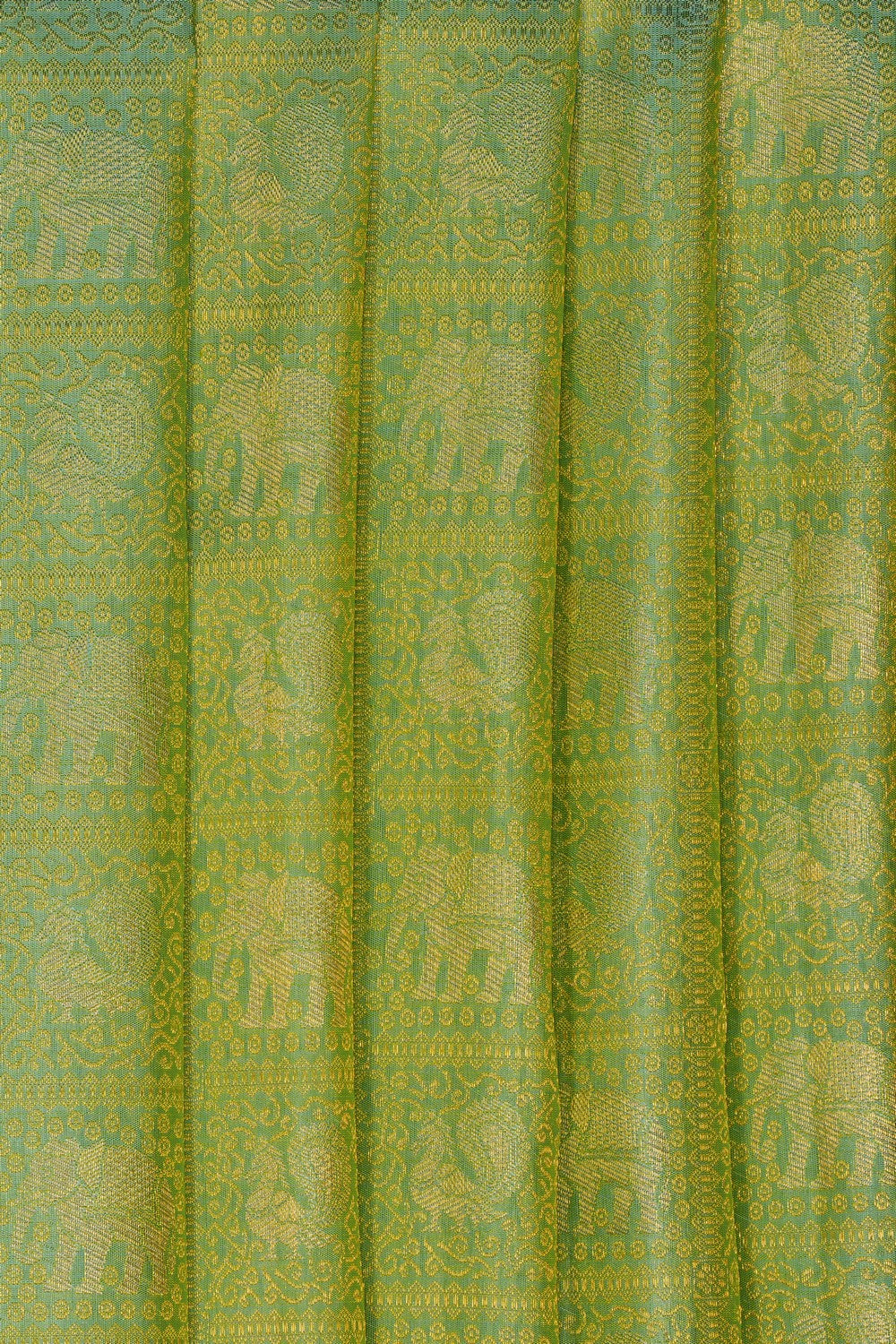 Image of Turquoise Green Kanjivaram Silk Brocade Saree