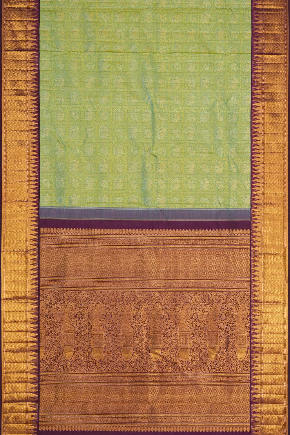 Image of Turquoise Green Kanjivaram Silk Brocade Saree