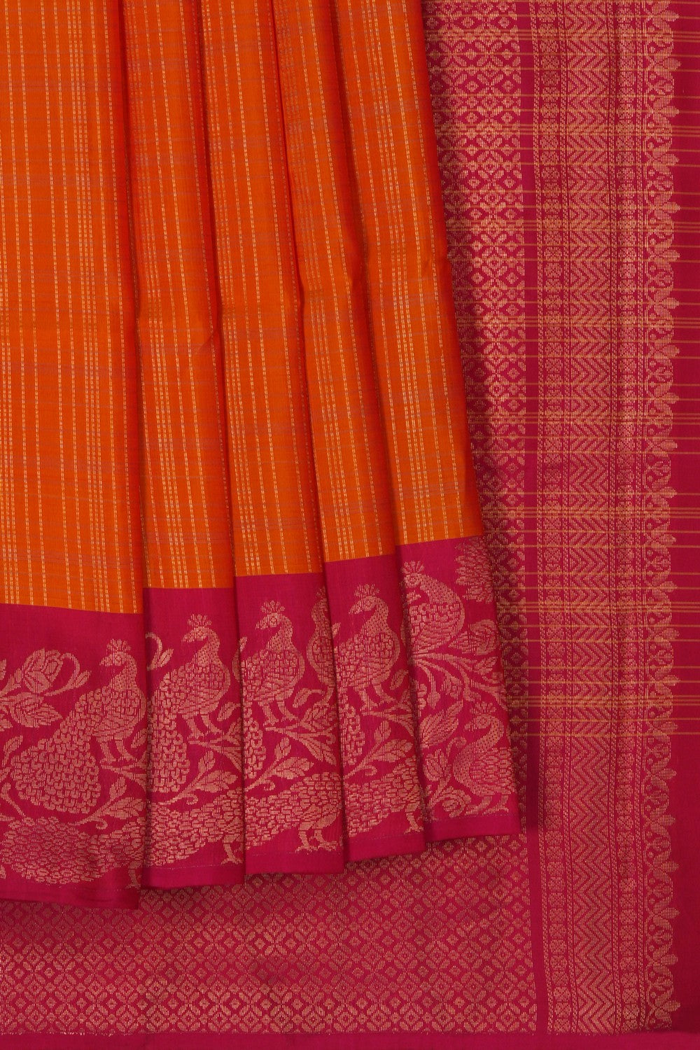 Image of Orange South Silk Saree