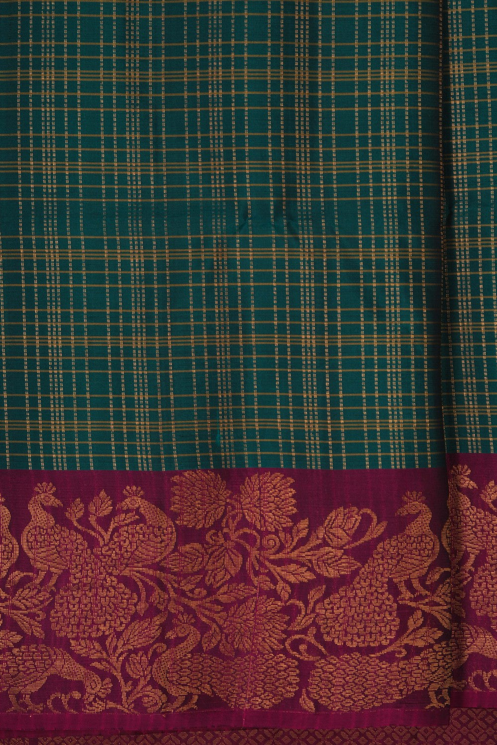 Image of Teal-Green South Silk Saree
