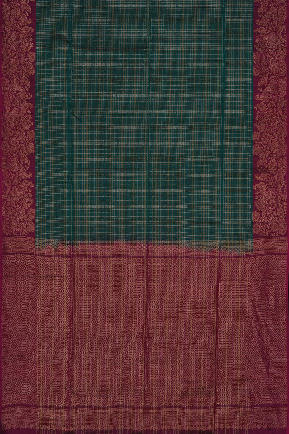 Image of Teal-Green South Silk Saree